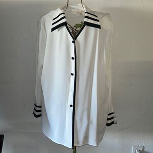 Vintage Christie & Jill | long sleeve white and black blouse size 2X